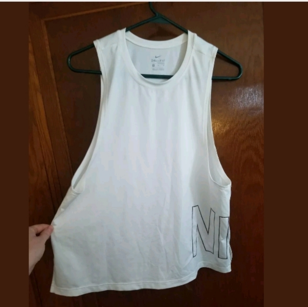 Nike White Sleeveless Top Bronze Glitter Logo M